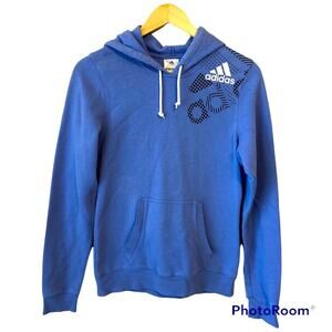 Adidas Hooded Sweatshirt With pocket Color Blue & Black Unisex Size Small